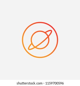 Outline saturn icon,gradient illustration,vector space sign symbol