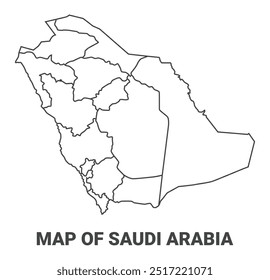 Outline Saudi Arabia map with borders of region vector illustration