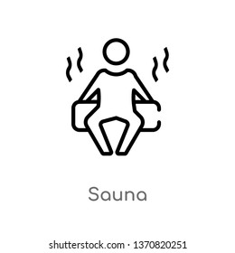 outline sauna vector icon. isolated black simple line element illustration from beauty concept. editable vector stroke sauna icon on white background