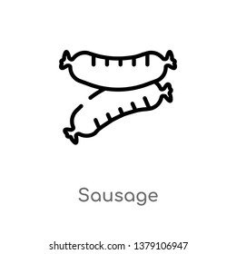 outline sausage vector icon. isolated black simple line element illustration from gastronomy concept. editable vector stroke sausage icon on white background