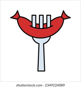 icono vector de salchicha de esquema. ilustración aislada de la línea simple negra del concepto gastronómico sobre fondo blanco