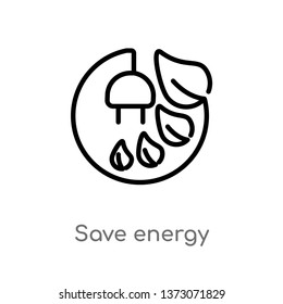 outline save energy vector icon. isolated black simple line element illustration from ecology concept. editable vector stroke save energy icon on white background