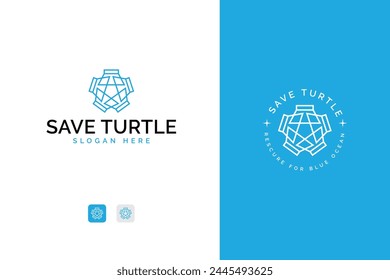 outline save turtle icon logo design vector illustration for community animal rescue. modern logo design rescue turtle with elegant, simple and cute styles, bundle set save turtle logo design template