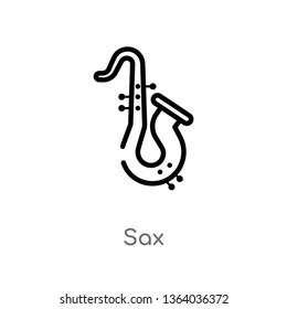 outline sax vector icon. isolated black simple line element illustration from music concept. editable vector stroke sax icon on white background
