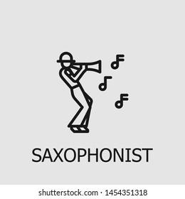 Outline saxophonist vector icon. Saxophonist illustration for web, mobile apps, design. Saxophonist vector symbol.