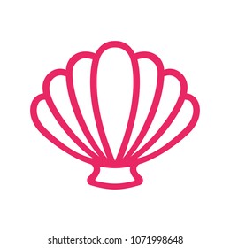 Outline scallop sea shell. Clam. Conch. Seashell - flat vector icon.