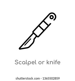 outline scalpel or knife medical surgery cutting tool vector icon. isolated black simple line element illustration from medical concept. editable vector stroke scalpel or knife medical surgery