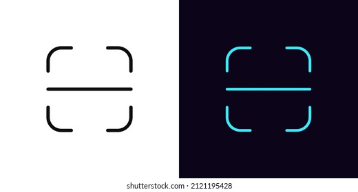 Outline scan icon, with editable stroke. Universal scanner template, recognition system pictogram. Identification frame for scanning QR code, barcode, face id. Vector icon, symbol for UI and Animation