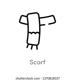 outline scarf vector icon. isolated black simple line element illustration from autumn concept. editable vector stroke scarf icon on white background