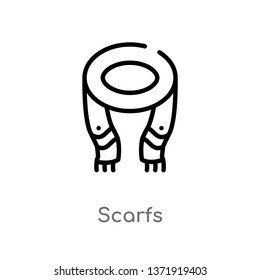 outline scarfs vector icon. isolated black simple line element illustration from christmas concept. editable vector stroke scarfs icon on white background