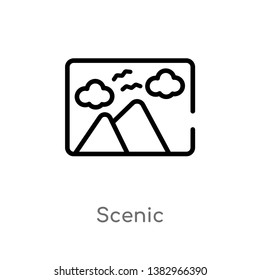 outline scenic vector icon. isolated black simple line element illustration from electronic stuff fill concept. editable vector stroke scenic icon on white background