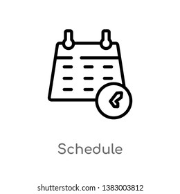 outline schedule vector icon. isolated black simple line element illustration from hockey concept. editable vector stroke schedule icon on white background