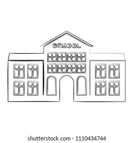 Outline School Building Icon Flat Vector Stock Vector (Royalty Free ...