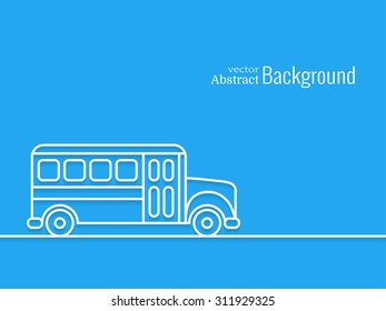 Outline school bus. Side view. Back to school concept. Minimal abstract background. Vector illustration. 