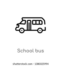 outline school bus vector icon. isolated black simple line element illustration from education concept. editable vector stroke school bus icon on white background