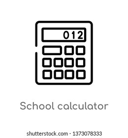 outline school calculator vector icon. isolated black simple line element illustration from education concept. editable vector stroke school calculator icon on white background