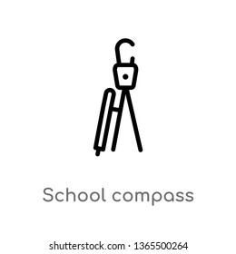 outline school compass vector icon. isolated black simple line element illustration from miscellaneous concept. editable vector stroke school compass icon on white background