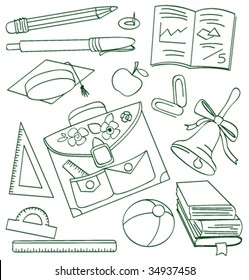 Outline school doodle. Vector illustration