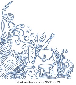 Outline school doodle. Vector illustration