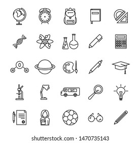 Outline school and education icon set