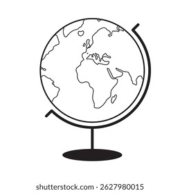Outline school globe model.  Vector illustration isolated on white background