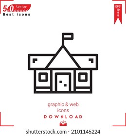 Icono de la escuela de esquema. vector de icono de escuela aislado en fondo blanco. Diseño gráfico, diseño de material, iconos de Best sellers 2022, aplicación móvil, diseño de UI UX, vector de formato EPS 10