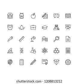 outline school icons collection education line