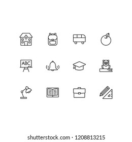 outline school icons collection education line