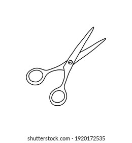 Outline scissors icon, doodle, black and white illustration. Vector Stock illustration.