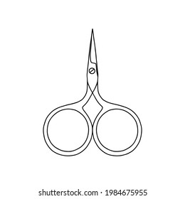 Outline scissors icon, doodle, black and white illustration. Vector Stock illustration.