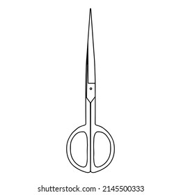 Outline scissors icon, doodle, black and white illustration. Vector Stock illustration.