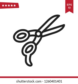 Outline Scissors icon vector isolated on white background. Modern, linear vector sign for mobile app and web design.