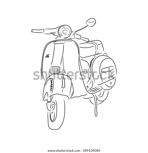 Outline Scooter Isolated On White Background Stock Vector (Royalty Free ...