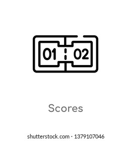 outline scores vector icon. isolated black simple line element illustration from gaming concept. editable vector stroke scores icon on white background