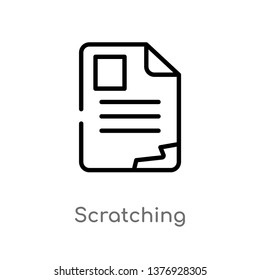 outline scratching vector icon. isolated black simple line element illustration from files and folders concept. editable vector stroke scratching icon on white background