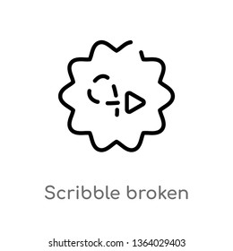 outline scribble broken line vector icon. isolated black simple line element illustration from user interface concept. editable vector stroke scribble broken line icon on white background