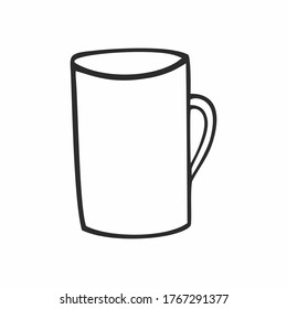 Umriss eines gezinkten Teebeutels einzeln auf weißem Hintergrund. Eine handgezeichnete Skizze. Illustration von Tee, Teetrinken, Teezeremonie. Symbol für Design, Grafik, Logo einer Kantine, Café