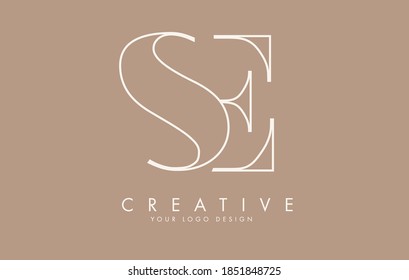 Outline SE S E logo design with combined letters and fall colours vibes.