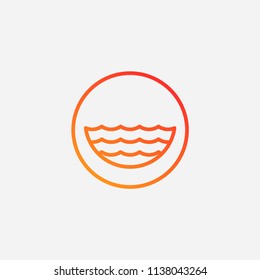 Outline sea icon,gradient illustration,vector wave sign symbol