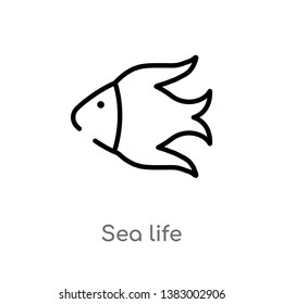 outline sea life vector icon. isolated black simple line element illustration from food concept. editable vector stroke sea life icon on white background