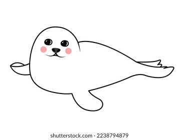 Outline seal concept. Symbol of Arctic and Antarctica, charming representative of underwater world. Snow and winter, fauna and wildlife. Poster or banner for website. Cartoon flat vector illustration