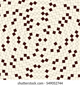 Outline seamless pattern with abstract geometric figures. Repeated squares mosaic ornamental background. Digital paper, textile print, page fill. Vector illustration