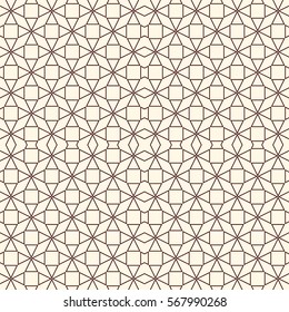Outline seamless pattern with abstract ornament. Lacy openwork motif. Repeated geometric figures wallpaper. Scrapbook digital paper, textile print, page fill. Vector illustration