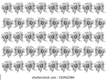 Outline seamless pattern with butterflies