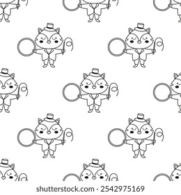 Esquema patrón sin fisuras con animal lindo, fondo con zorro de circo, ideal para el Fondo de pantalla, embalaje, tela, scrapbook, textil