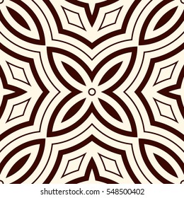 Outline seamless pattern with floral motif. Ornamental abstract background. Ethnic and tribal print. Digital paper, textile print, page fill. Vector art