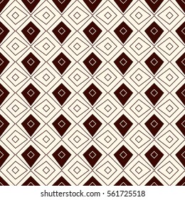 Outline seamless pattern with geometric figures. Ethnic wallpaper. Repeated rhombuses ornamental abstract background. Polygons motif. Digital paper, textile print, page fill. Vector art