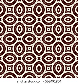 Outline seamless pattern with geometric figures. Ethnic wallpaper. Repeated ovals ornamental abstract background. Oriental motif. Digital paper, textile print, page fill. Vector art