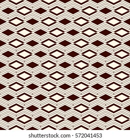 Outline seamless pattern with geometric figures. Repeated diamond ornamental abstract background. Rhombuses and lines motif. Modern style digital paper, textile print, page fill. Vector art