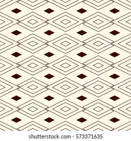 Outline seamless pattern with geometric figures. Repeated diamond ornamental abstract background. Rhombuses and lozenges motif. Modern style digital paper, textile print, page fill. Vector art